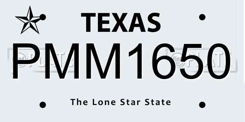 PMM1650 Texas License Plate