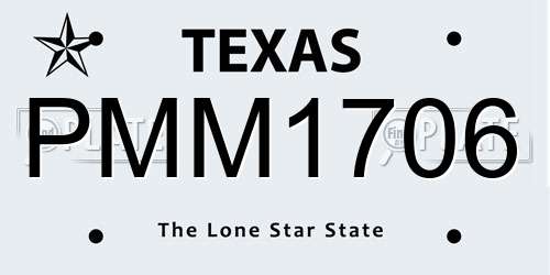 PMM1706 Texas License Plate
