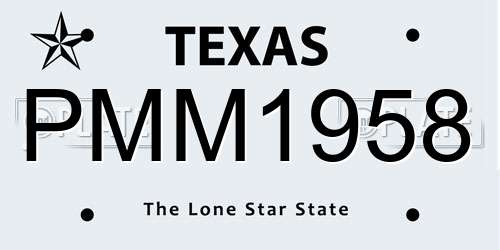 PMM1958 Texas License Plate