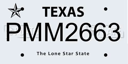PMM2663 Texas License Plate