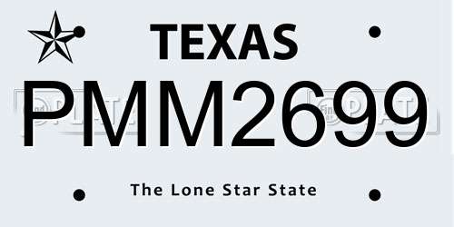 PMM2699 Texas License Plate