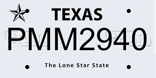 PMM2940 Texas License Plate