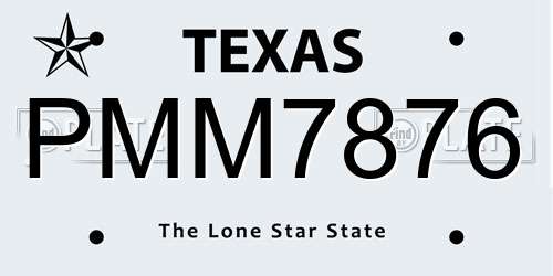 PMM7876 Texas License Plate