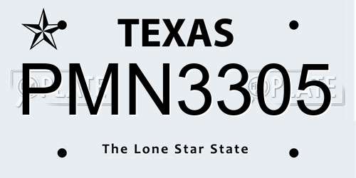 PMN3305 Texas License Plate