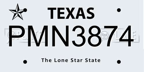 PMN3874 Texas License Plate