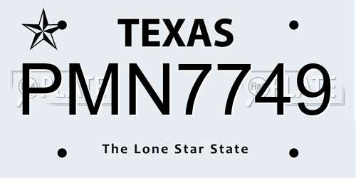 PMN7749 Texas License Plate