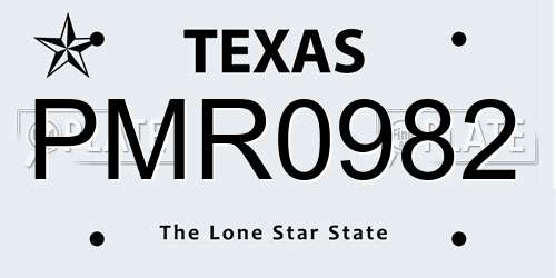 PMR0982 Texas License Plate
