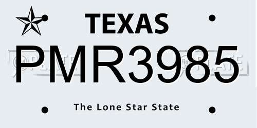 PMR3985 Texas License Plate