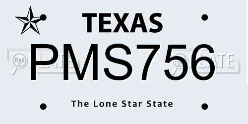 PMS756 Texas License Plate