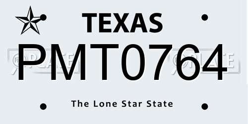 PMT0764 Texas License Plate