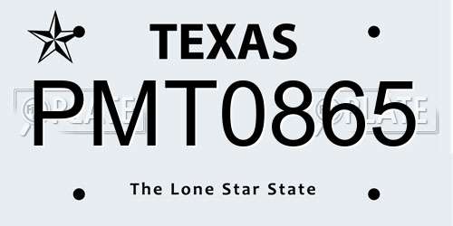 PMT0865 Texas License Plate