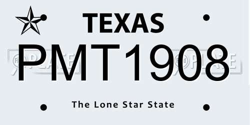 PMT1908 Texas License Plate