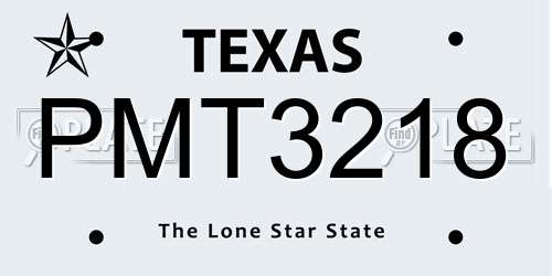 PMT3218 Texas License Plate