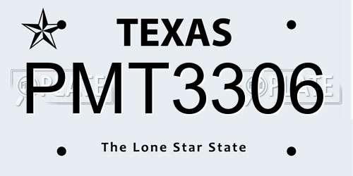 PMT3306 Texas License Plate