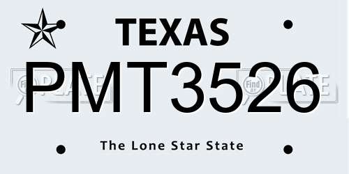 PMT3526 Texas License Plate