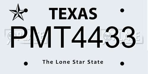 PMT4433 Texas License Plate