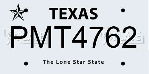 PMT4762 Texas License Plate