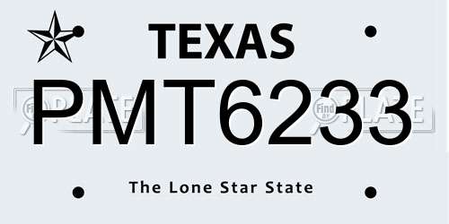 PMT6233 Texas License Plate