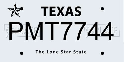 PMT7744 Texas License Plate