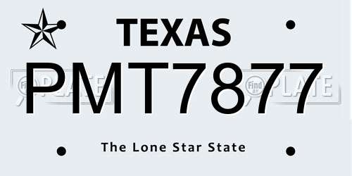 PMT7877 Texas License Plate