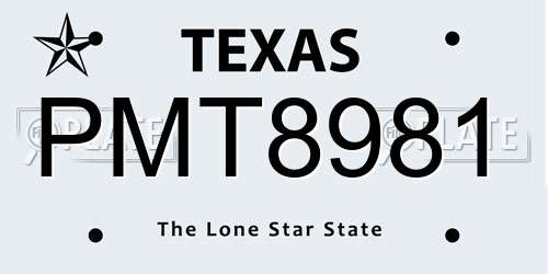 PMT8981 Texas License Plate