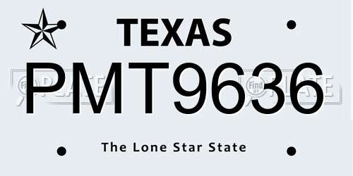 PMT9636 Texas License Plate