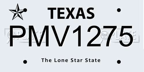 PMV1275 Texas License Plate