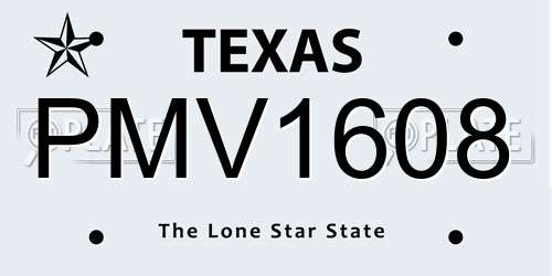 PMV1608 Texas License Plate