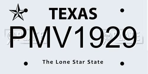 PMV1929 Texas License Plate