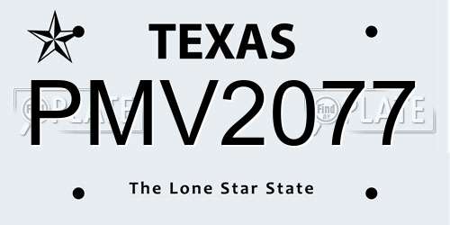 PMV2077 Texas License Plate