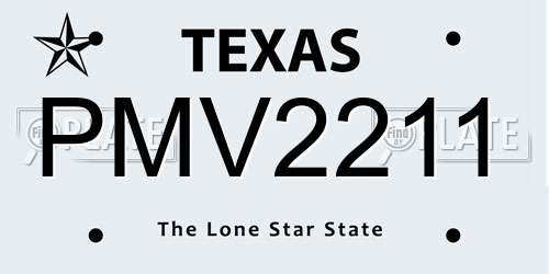 PMV2211 Texas License Plate