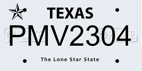 PMV2304 Texas License Plate