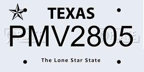 PMV2805 Texas License Plate