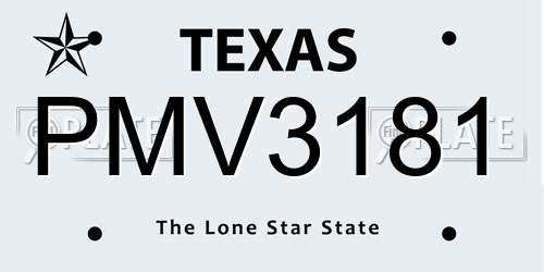 PMV3181 Texas License Plate
