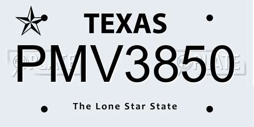 PMV3850 Texas License Plate