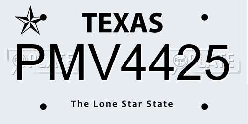 PMV4425 Texas License Plate