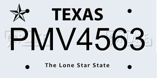 PMV4563 Texas License Plate