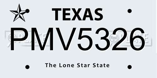 PMV5326 Texas License Plate