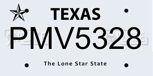 PMV5328 Texas License Plate