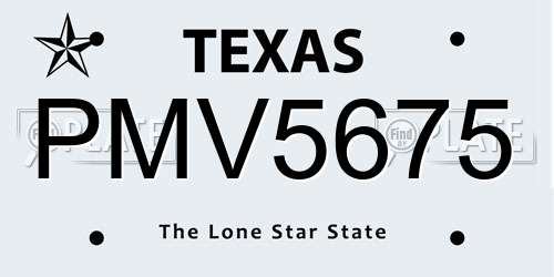 PMV5675 Texas License Plate