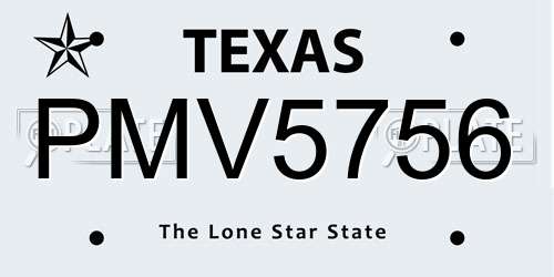 PMV5756 Texas License Plate