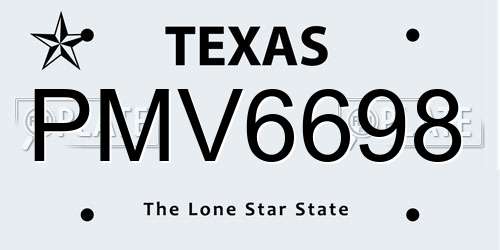 PMV6698 Texas License Plate