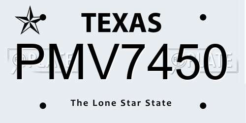 PMV7450 Texas License Plate