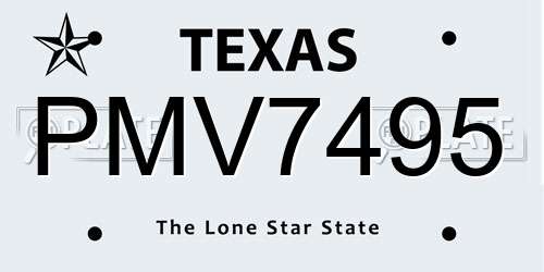 PMV7495 Texas License Plate