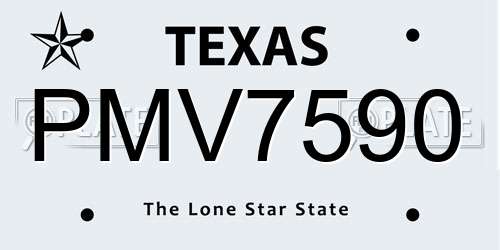 PMV7590 Texas License Plate