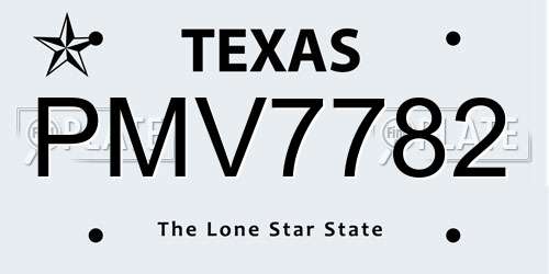 PMV7782 Texas License Plate