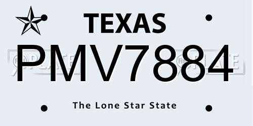 PMV7884 Texas License Plate