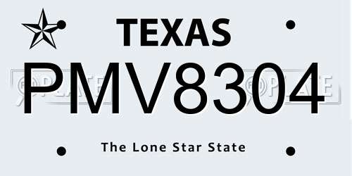 PMV8304 Texas License Plate