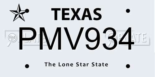 PMV934 Texas License Plate