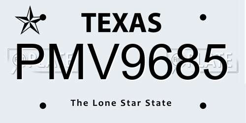 PMV9685 Texas License Plate